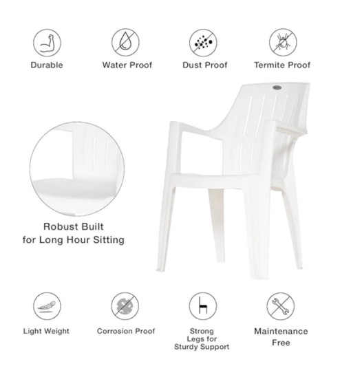 Supreme Turbo Super Plastic Chair (Milky White, Set of 4) - Image 2